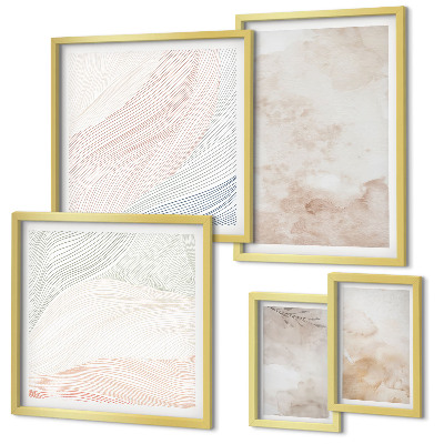 Lot de tableaux encadrés Feuilles et taches à l'aquarelle