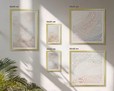 Lot de tableaux encadrés motifs de feuilles et taches à l'aquarelle