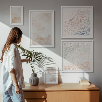 Lot de tableaux encadrés Feuilles et taches à l'aquarelle