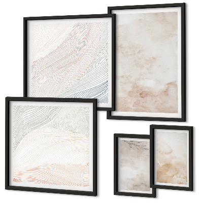 Lot de tableaux encadrés Feuilles et taches à l'aquarelle
