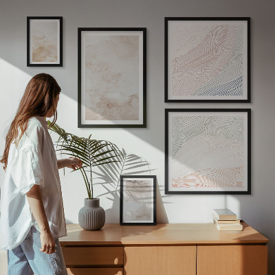 Lot de tableaux encadrés Feuilles et taches à l'aquarelle