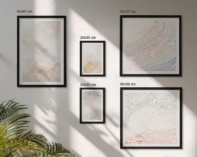 Lot de tableaux encadrés motifs de feuilles et taches à l'aquarelle