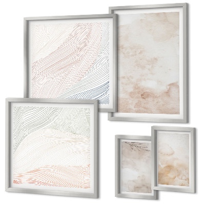 Lot de tableaux encadrés Feuilles et taches à l'aquarelle