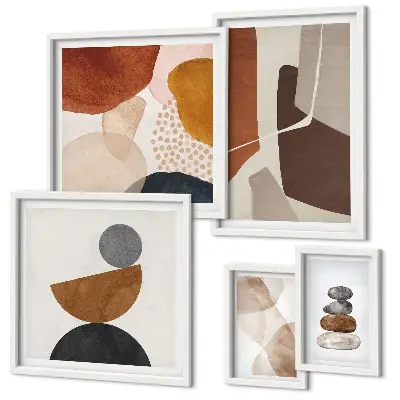 Ensemble de 5 tableaux peinture abstraite décorative