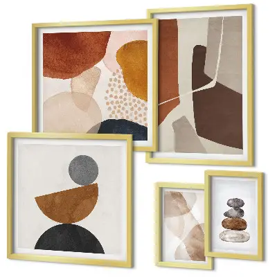 Ensemble de 5 tableaux peinture abstraite décorative