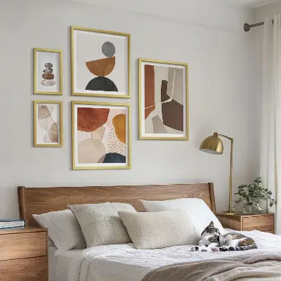 Ensemble de 5 tableaux peinture abstraite décorative