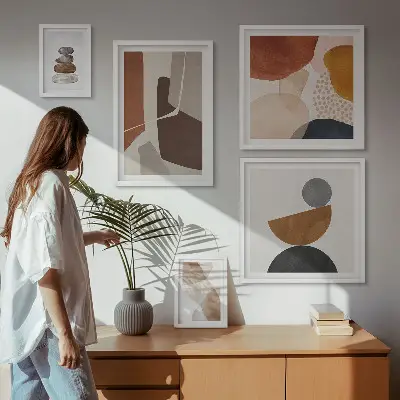 Ensemble de 5 tableaux peinture abstraite décorative