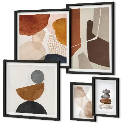 Ensemble de 5 tableaux peinture abstraite décorative