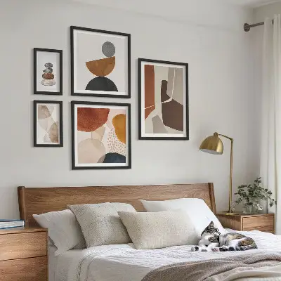 Ensemble de 5 tableaux peinture abstraite décorative