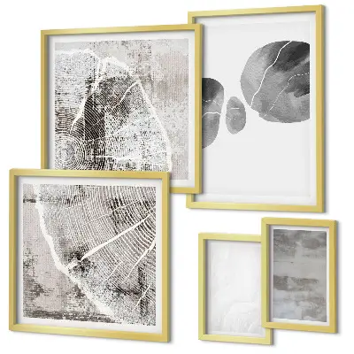 Lot de tableaux encadrés motifs abstraits modernes