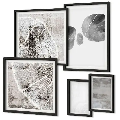 Lot de tableaux encadrés motifs abstraits modernes