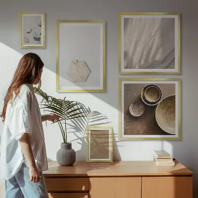Tableau de décoration murale motifs textures minimalistes chaleureuses