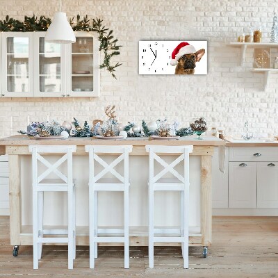 Horloge murale en verre Chien de bouledogue de Noël