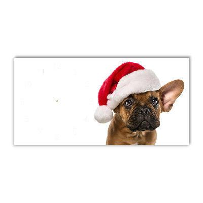Horloge murale en verre Chien de bouledogue de Noël