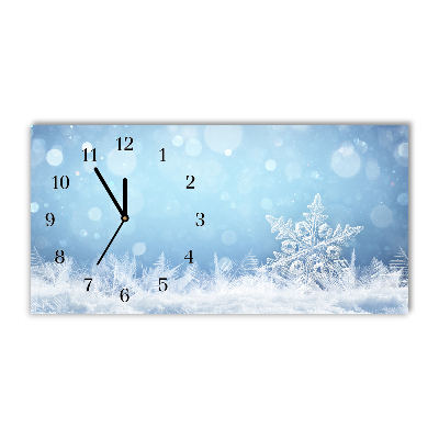 Horloge murale en verre Les flocons de neige d'hiver de neige