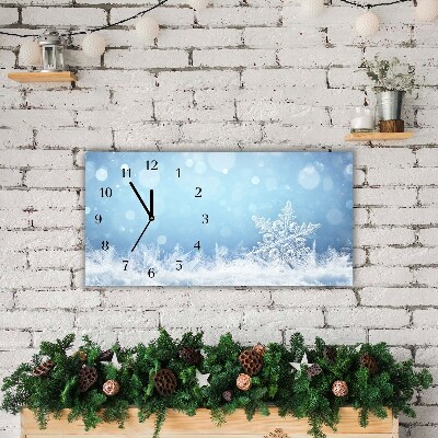 Horloge murale en verre Les flocons de neige d'hiver de neige