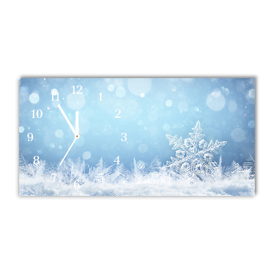 Horloge murale en verre Les flocons de neige d'hiver de neige