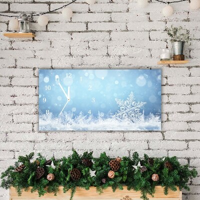 Horloge murale en verre Les flocons de neige d'hiver de neige