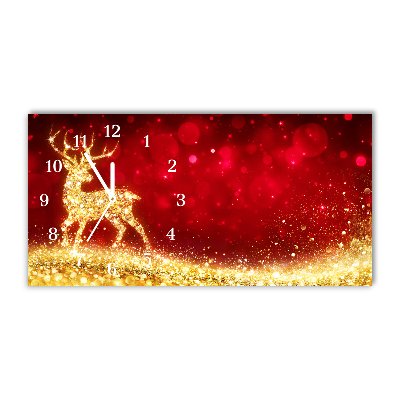 Horloge murale en verre Or renne Décoration de Noël
