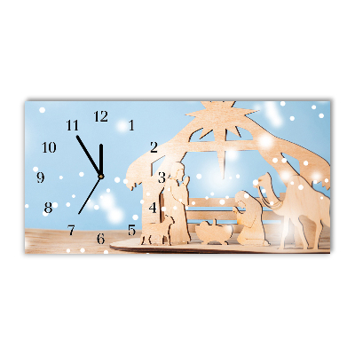 Horloge murale en verre Stable Noël d'hiver