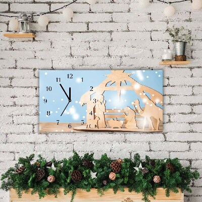 Horloge murale en verre Stable Noël d'hiver