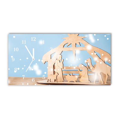 Horloge murale en verre Stable Noël d'hiver