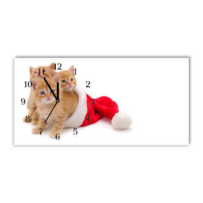 Horloge murale en verre Chats du Père Noël