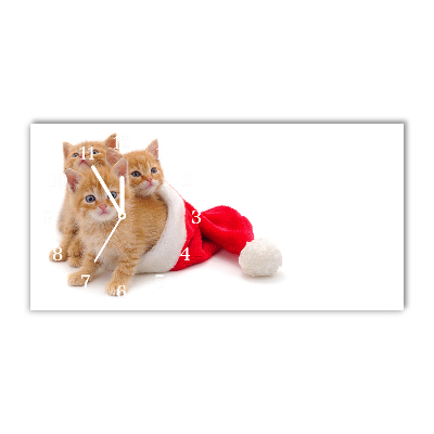 Horloge murale en verre Chats du Père Noël