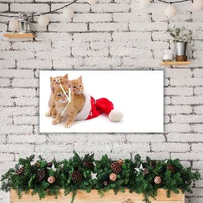 Horloge murale en verre Chats du Père Noël