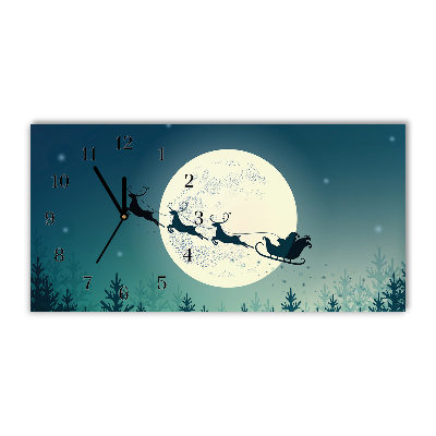 Horloge murale en verre Père Noël Sleigh de Noël