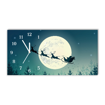 Horloge murale en verre Père Noël Sleigh de Noël