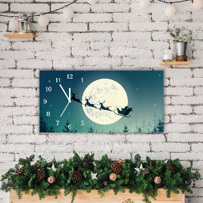 Horloge murale en verre Père Noël Sleigh de Noël