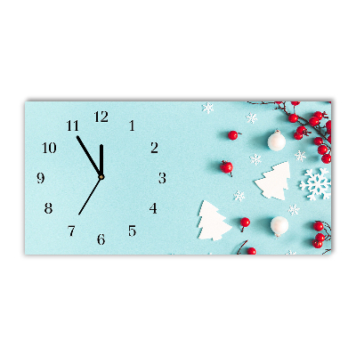 Horloge murale en verre Ornements de Noël flocons de neige