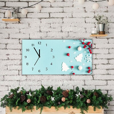 Horloge murale en verre Ornements de Noël flocons de neige