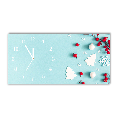 Horloge murale en verre Ornements de Noël flocons de neige