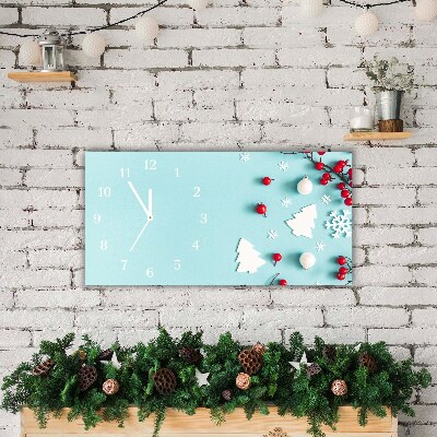Horloge murale en verre Ornements de Noël flocons de neige
