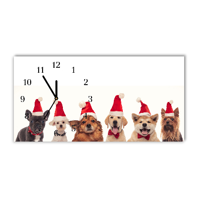 Horloge murale en verre Chiens Père Noël Noël