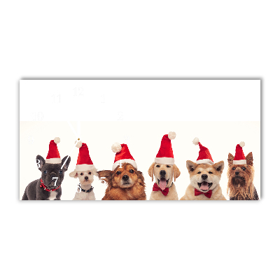 Horloge murale en verre Chiens Père Noël Noël