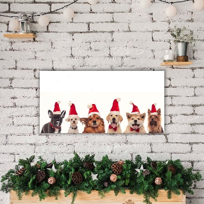 Horloge murale en verre Chiens Père Noël Noël
