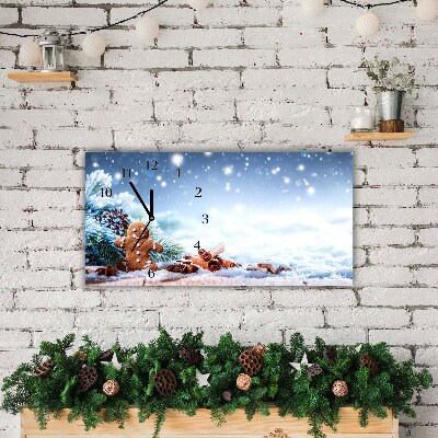 Horloge murale en verre Pain d'épice vacances de Noël Neige