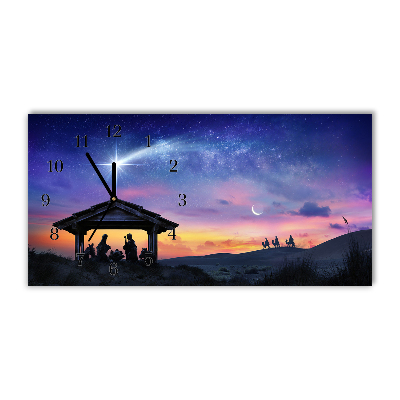 Horloge murale en verre Stable Noël Jésus