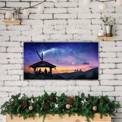 Horloge murale en verre Stable Noël Jésus