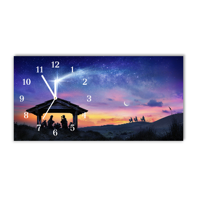 Horloge murale en verre Stable Noël Jésus