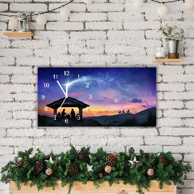 Horloge murale en verre Stable Noël Jésus