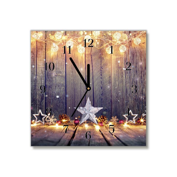 Horloge murale en verre Carré Décorations de Noël Lumières étoiles