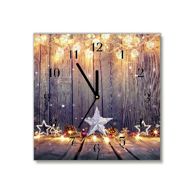 Horloge murale en verre Carré Décorations de Noël Lumières étoiles