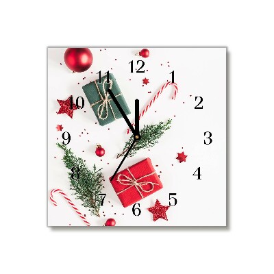 Horloge murale en verre Carré Confiserie de Noël Cadeaux