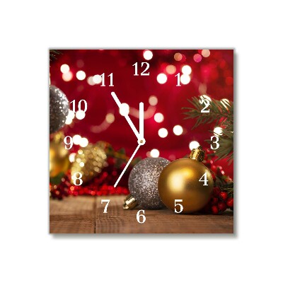 Horloge murale en verre Carré Boules de Noël Décorations de Noël