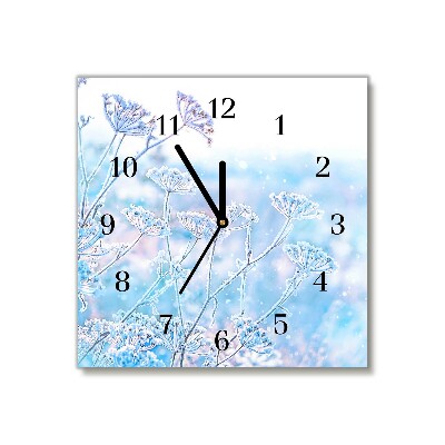 Horloge murale en verre Carré Hiver neige de Noël