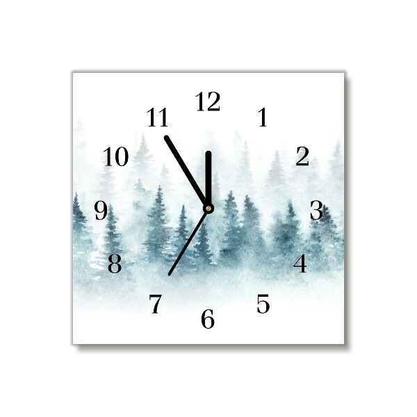 Horloge murale en verre Carré Forêt sapin de Noël de neige de Noël